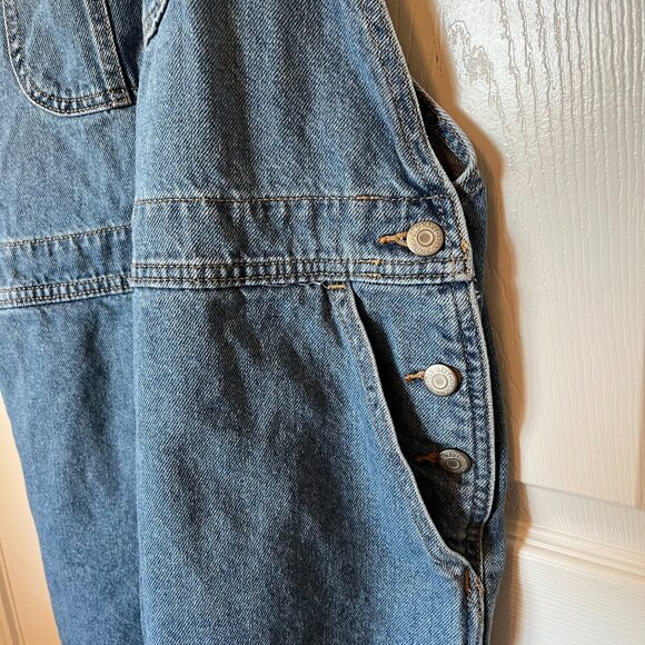 Share Old Navy XL Denim Overall Romper Shorts Y2K 90s Bib Carpenter 100% Cotton - Picture 6 of 11